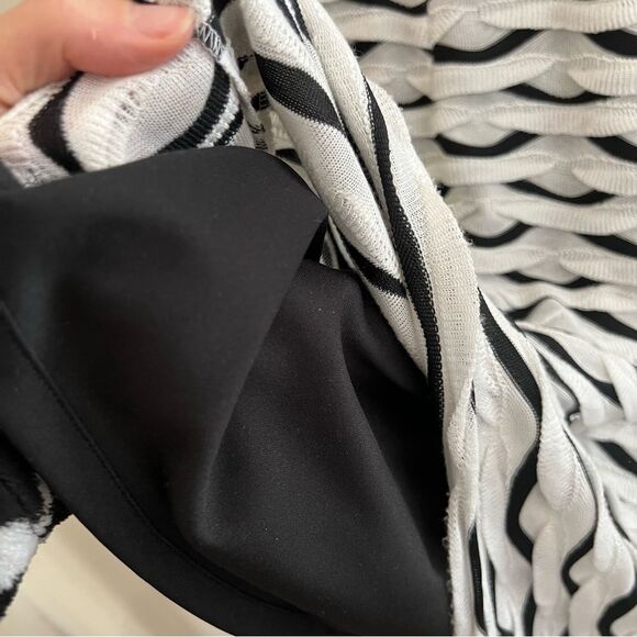 Kay Unger Neck tie Midi Black & White pencil Dress Size 8 women (one-piece) - Picture 6 of 16